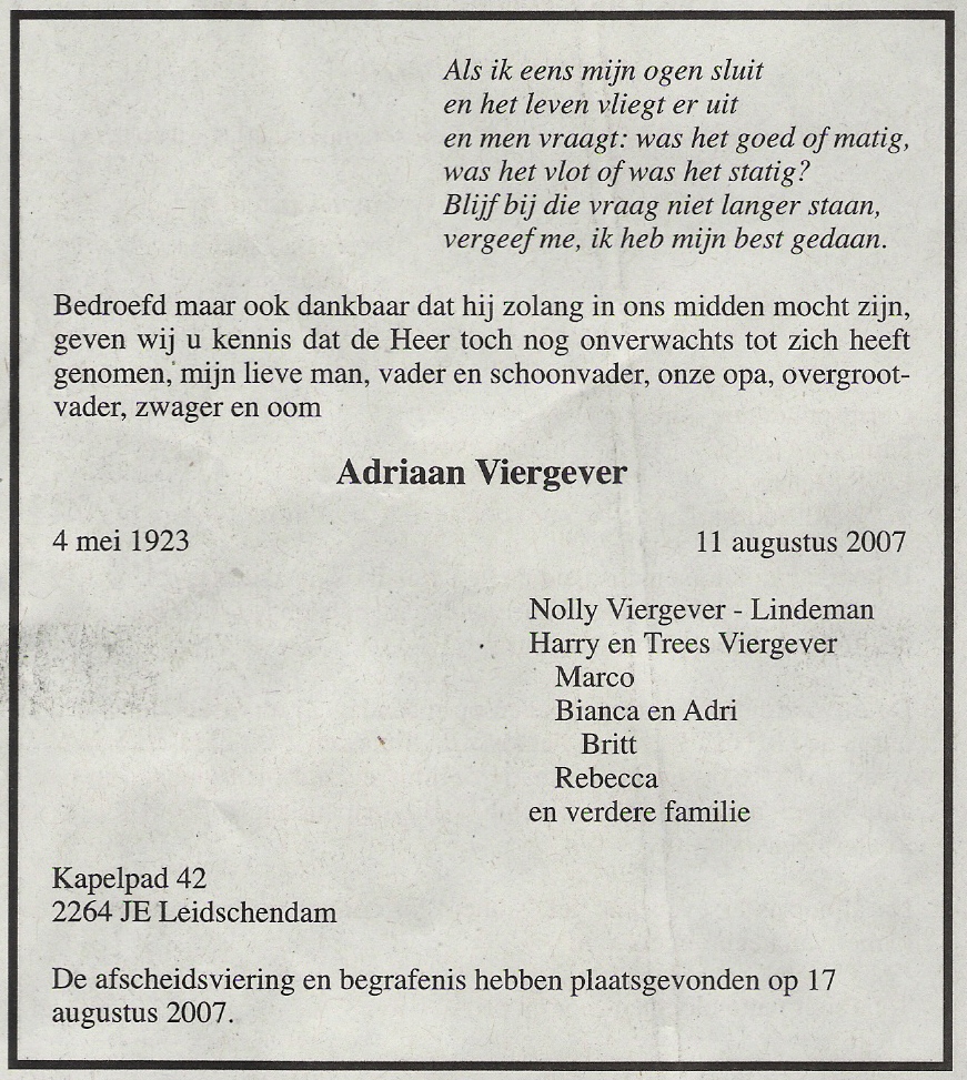 Adriaan Viergever 1923-2007